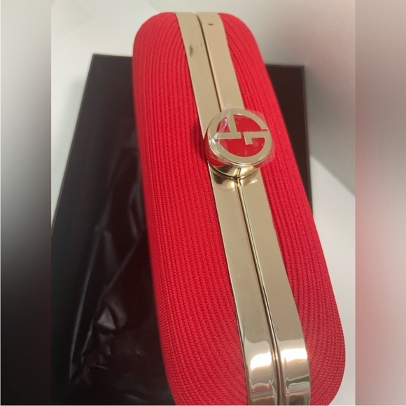 Giorgio Armani Red Clutch with Gold Logo - Picture 6 of 12
